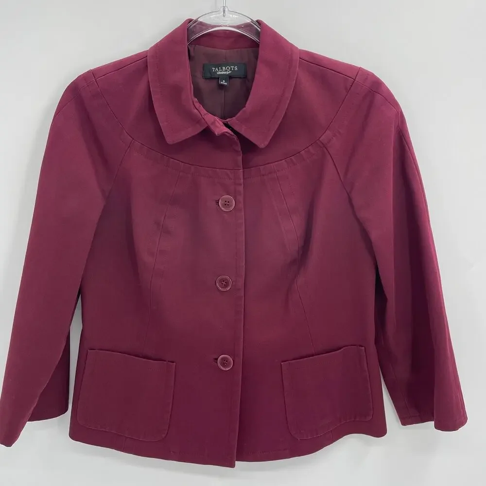 TALBOTS Womens Jacket Blazer Size 6 Red Button Front Suit Layer Professional